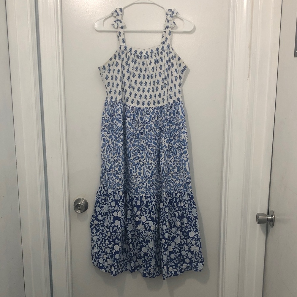 Wonder Nation Blue and White Patterned Kids Dress